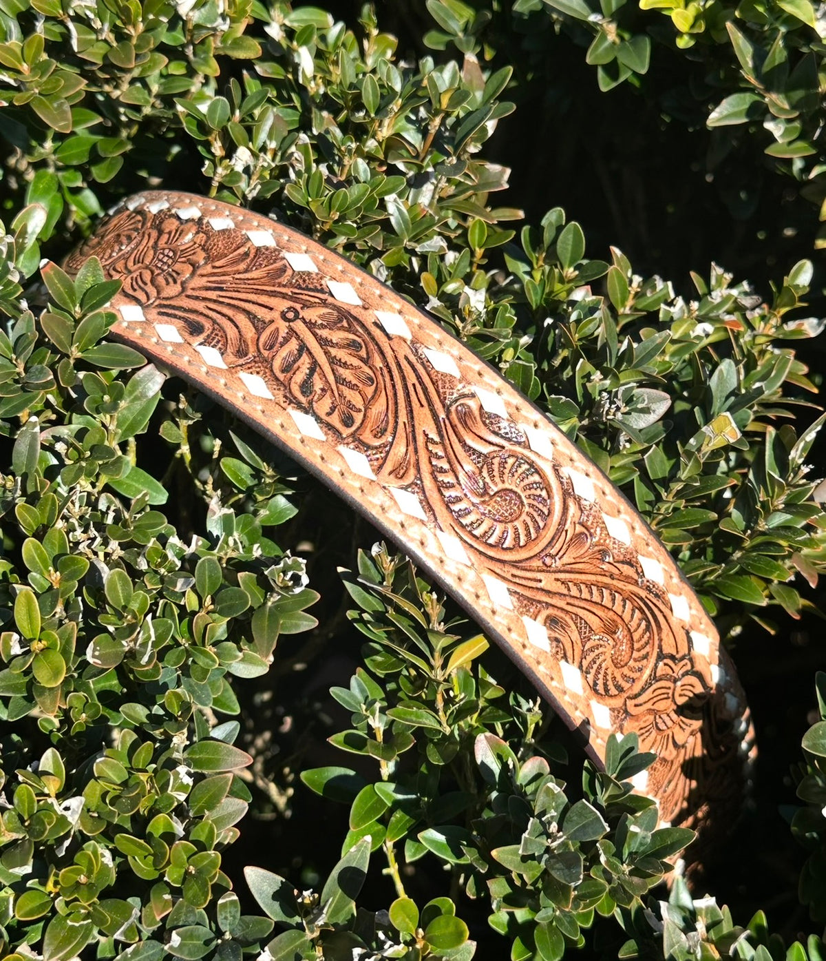 White Detail Genuine Leather Belt