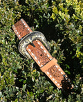 White Detail Genuine Leather Belt